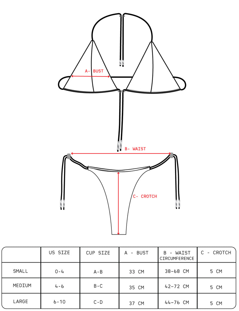 Size Guide for COVERT BIKINI TOP
