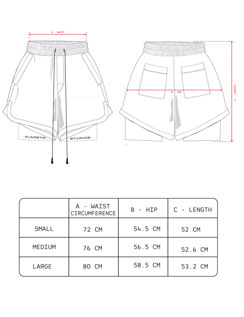 Size Guide for FIELD SHORTS