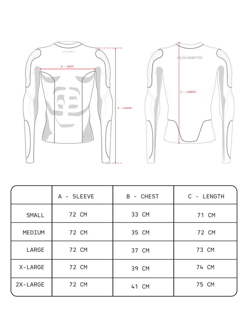 Size Guide for LS COREX BASE LAYER