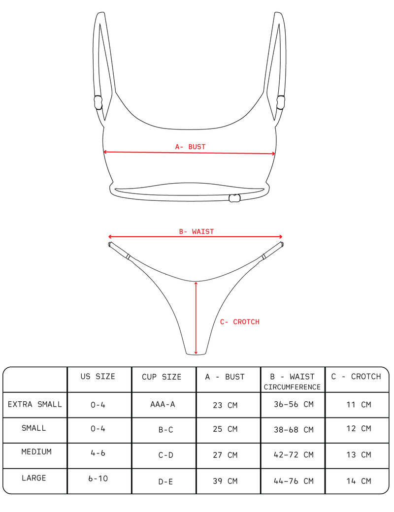 Size Guide for UNASS BIKINI TOP